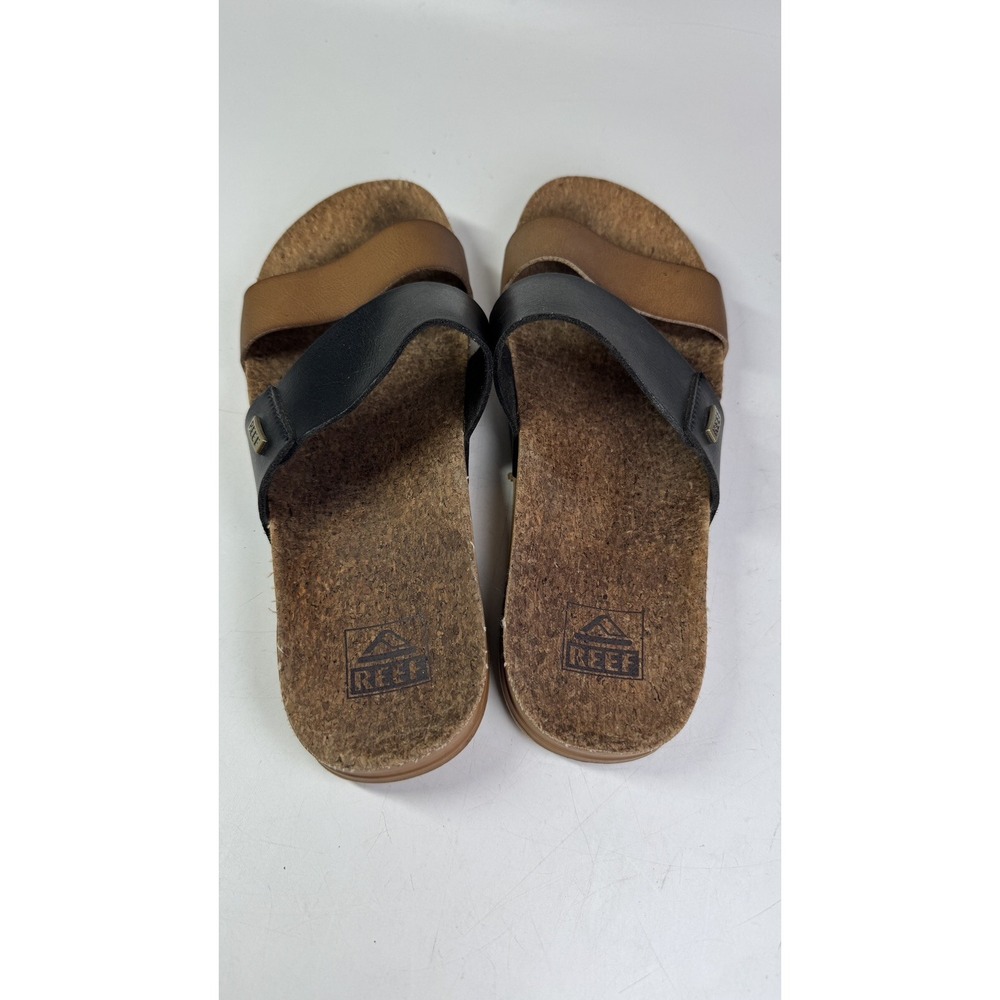 REEF Women's Cushion Vista Hi Slip-On Slide Sandals, Black And Tan , 9M